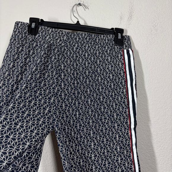 Grey State Womens Large Ulla Printed Pants Tile Print Navy Cotton Linen Elastic - Picture 6 of 9